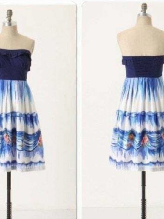 Anthropologie Dresses & Skirts - Anthropologie Navy Blue & White Floral Tie-Dye Dress